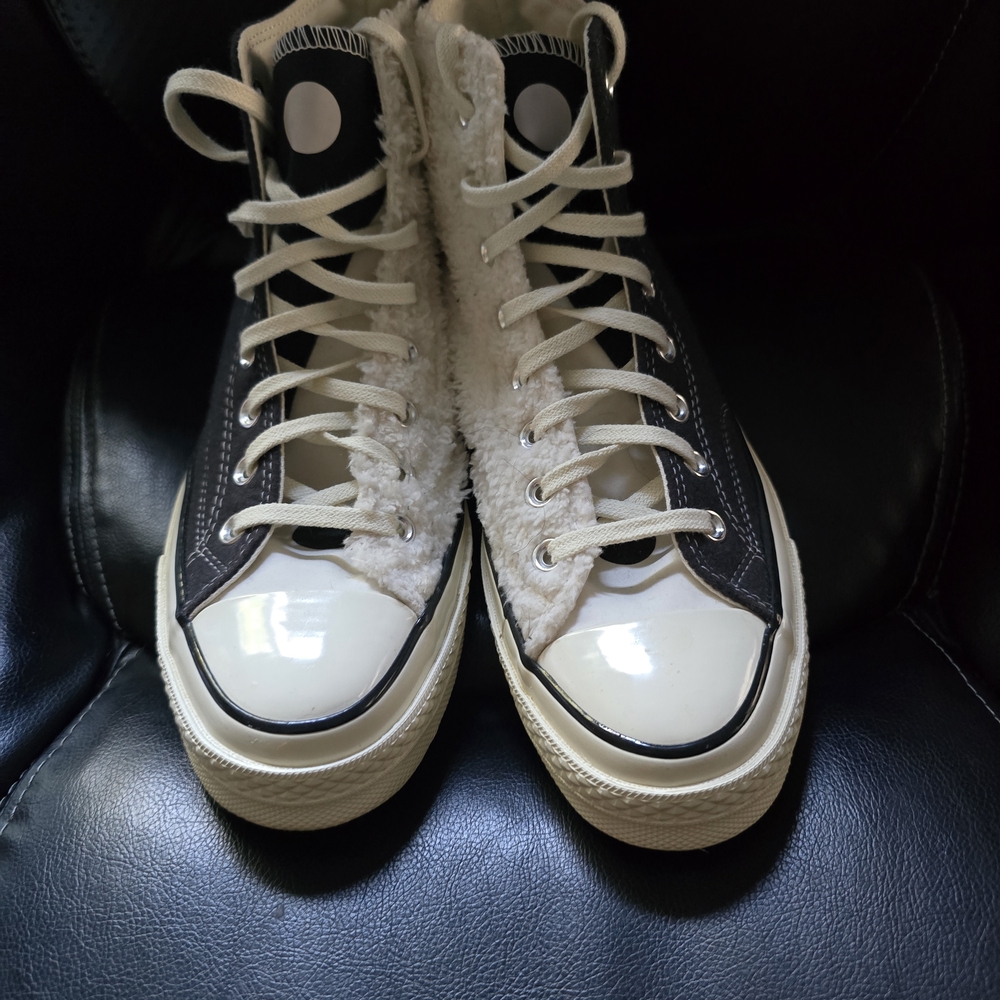 Converse Black and White Fleece High-Tops